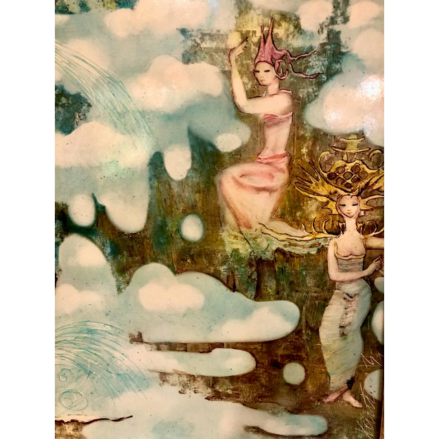 Balinese Spiritual Figures in a Surreal Painting by Indonesian Artist Kartika For Sale - Image 4 of 9