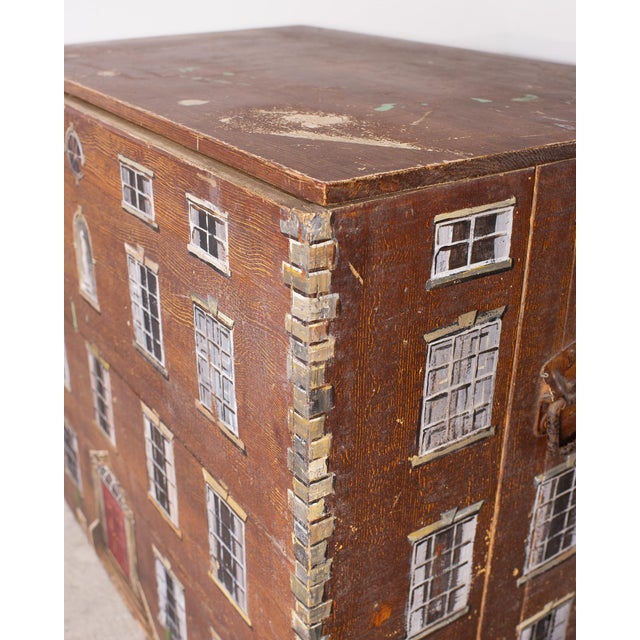 Country English Painted Pine Trunk With Georgian House Facade For Sale In Sacramento - Image 6 of 17