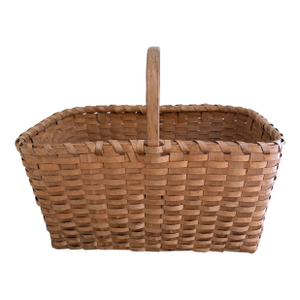 Antique Early 20th Century American Splint Oak Gathering Basket