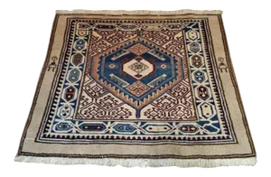 Early 20th Century Vintage Afghan Tribal Square Prayer Rug- 3′7″ × 3′8″