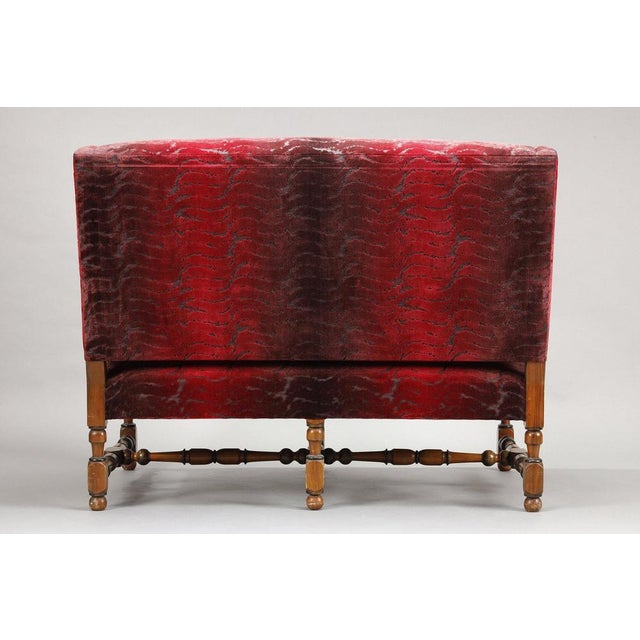 Large Louis XIII Sofas in Burgundy Red Velvet, 1900s, Set of 2 For Sale - Image 9 of 17