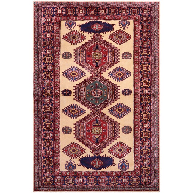 Rustic Shirwan Gold/Blue Wool Rug - 4'6''x6'5'' For Sale - Image 10 of 10