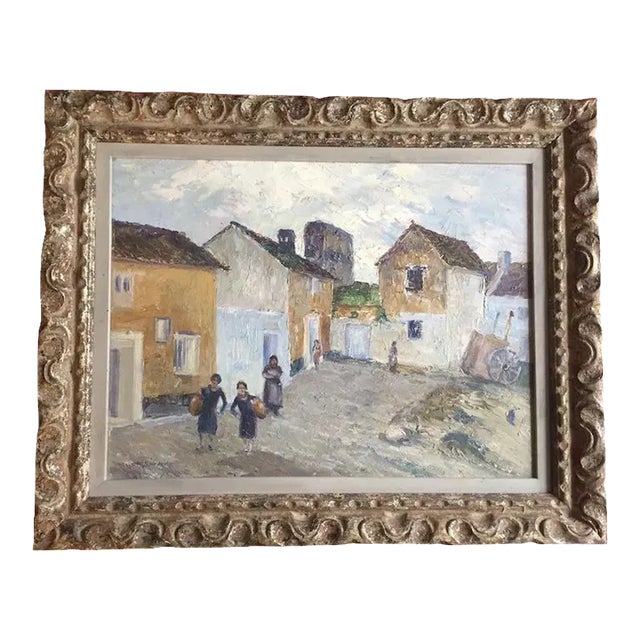 1920s Spanish Costa del Sol Mediterranean Port Town Landscape Oil Painting on Board by Wells Moses Sawyer For Sale