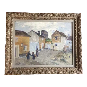 1920s Spanish Costa del Sol Mediterranean Port Town Landscape Oil Painting on Board by Wells Moses Sawyer