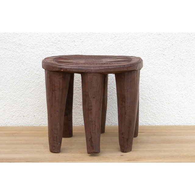 Carved Chunky Wood African Stool For Sale In Los Angeles - Image 6 of 9