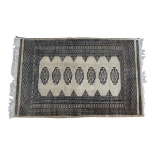 Vintage Hand-Knotted Pakistani Bokhara Wool Accent Mat Prayer Rug 7 Guls 3 X 5' For Sale