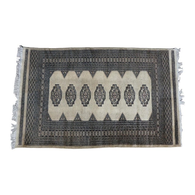 Vintage Hand-Knotted Pakistani Bokhara Wool Accent Mat Prayer Rug 7 Guls 3 X 5' For Sale