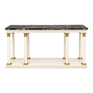1970s Italian Neoclassical Style Marble Top Console Table For Sale
