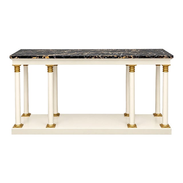 1970s Italian Neoclassical Style Marble Top Console Table For Sale