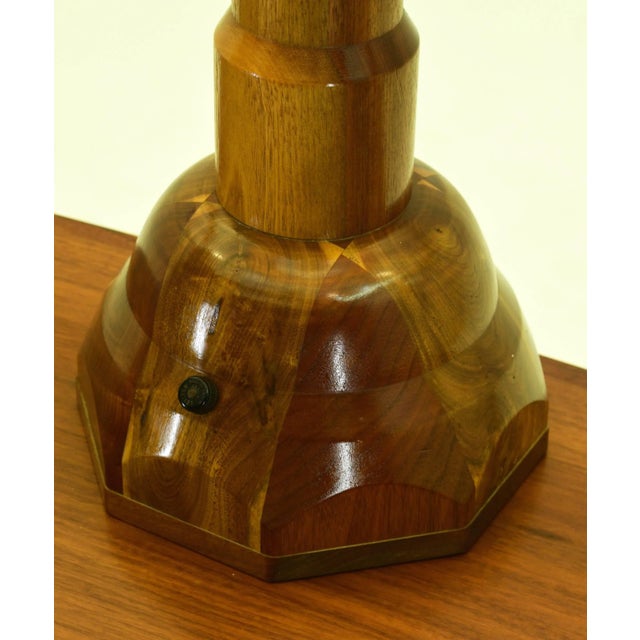 This table lamp was custom-made by cabinet maker R G for a client in 1973, it is one of a kind and unique. It has a very...