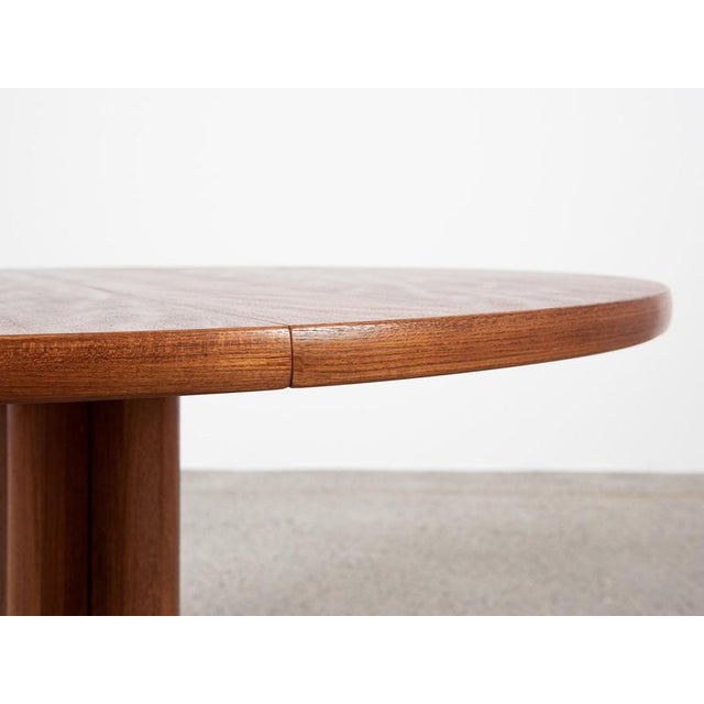 Midcentury Modern Danish Round Teak Dining Table with Two Extensions, 1960s For Sale - Image 10 of 13