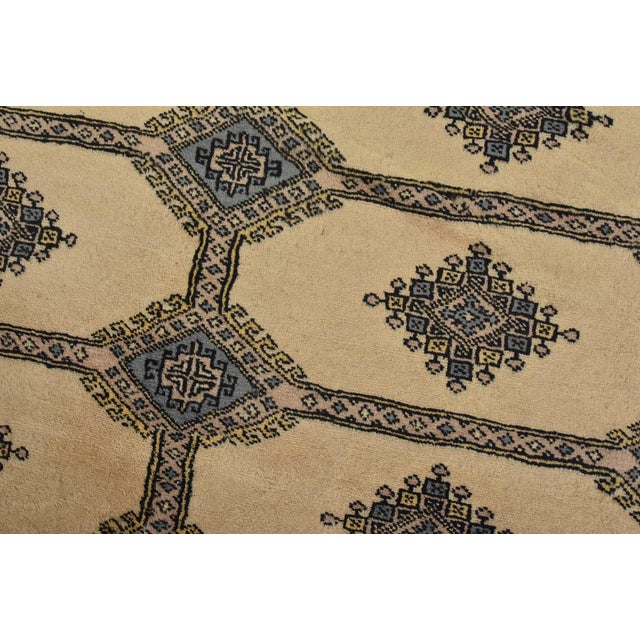 Bokhara Jaldar Rug 5’2” X 8’2” Beige Wool Tribal Hand-Knotted Oriental Carpet For Sale - Image 4 of 12