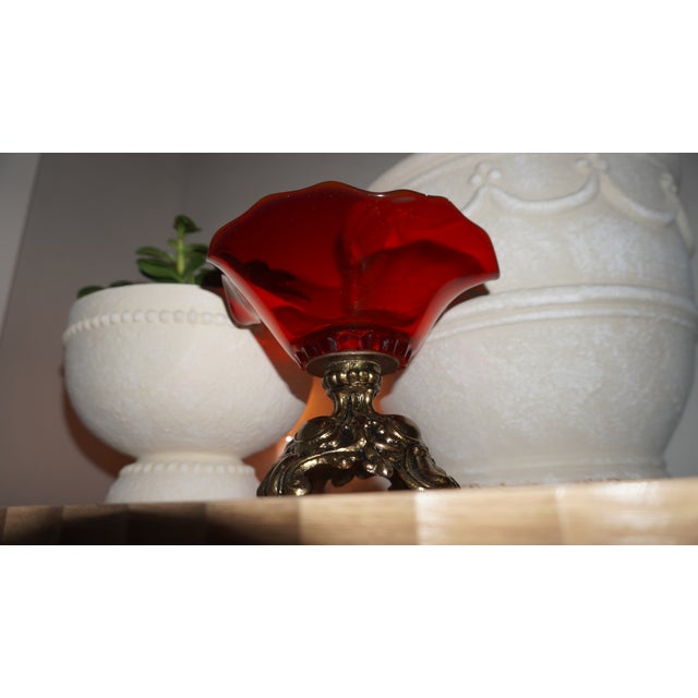 Ruby Red Compote Bowl For Sale - Image 4 of 5