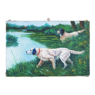 Original Unframed Oil Painting of Dogs For Sale