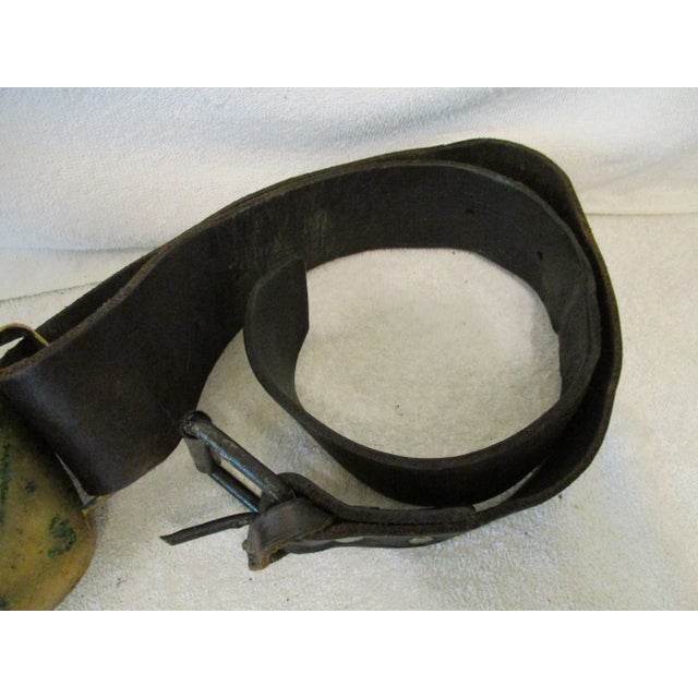 Copper Antique Swiss Hand Forged Copper Cowbell With Leather Strap For Sale - Image 8 of 9