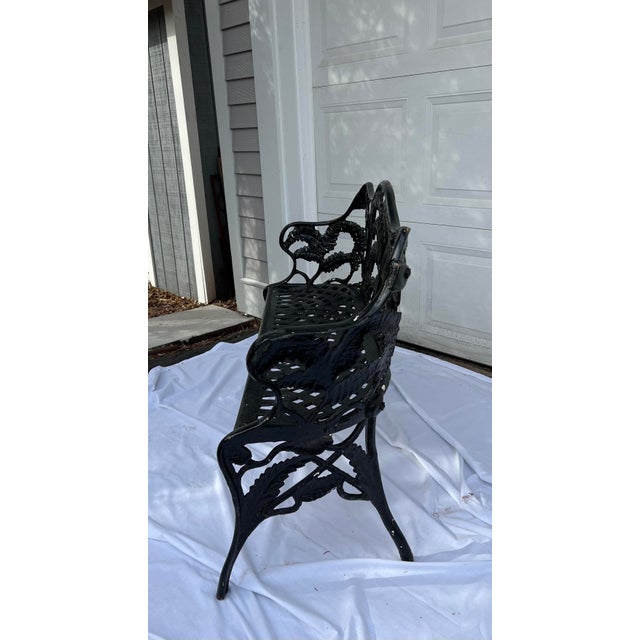 Cast Iron Bench in Fern Pattern by Stuart Iron Works For Sale - Image 4 of 10