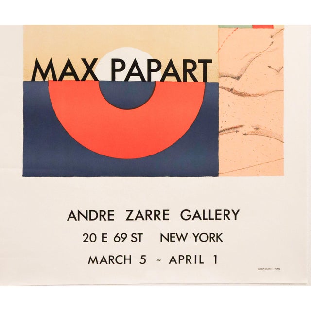 Abstract 1970 American Exhibition Poster, Andre Zarre Gallery, Max Papart For Sale - Image 3 of 3