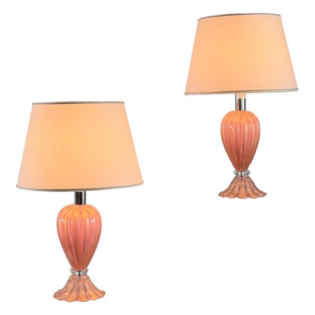 Pink Murano Glass Table Lamps from Barovier & Toso, 1970s, Set of 2 For Sale - Image 15 of 15