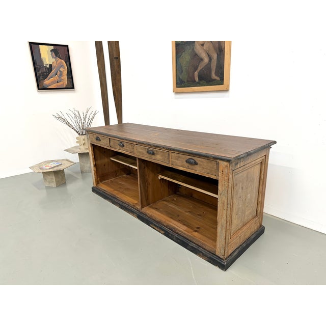 Large Antique Pine Trading Counter, 1890s For Sale - Image 13 of 18