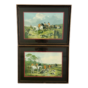 1960s Framed Vintage English Hunting Scene Signed by Jf Herring, Set of 2