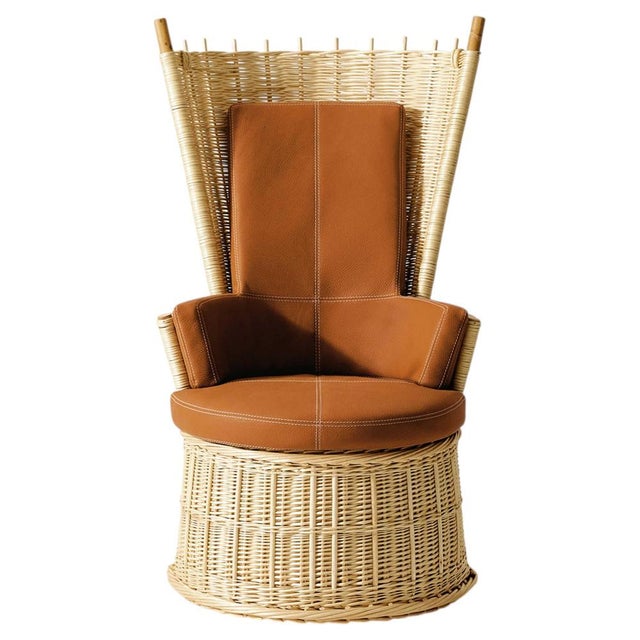 Hotte Rattan and Leather Armchair by Philippe Starck for Cassina For Sale - Image 10 of 10
