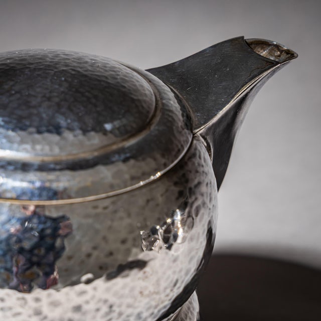 20th Century Art Deco Three-Piece Tea and Coffee Service with Hammered Surface, 1990s, Set of 3 For Sale - Image 10 of 14