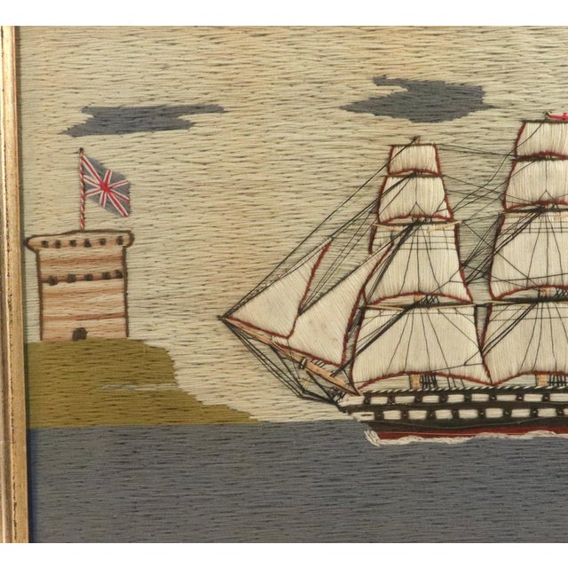 Pair of Royal Navy Sailor’s Woolworks by the Same Hand With Trapunto Sails For Sale - Image 11 of 18