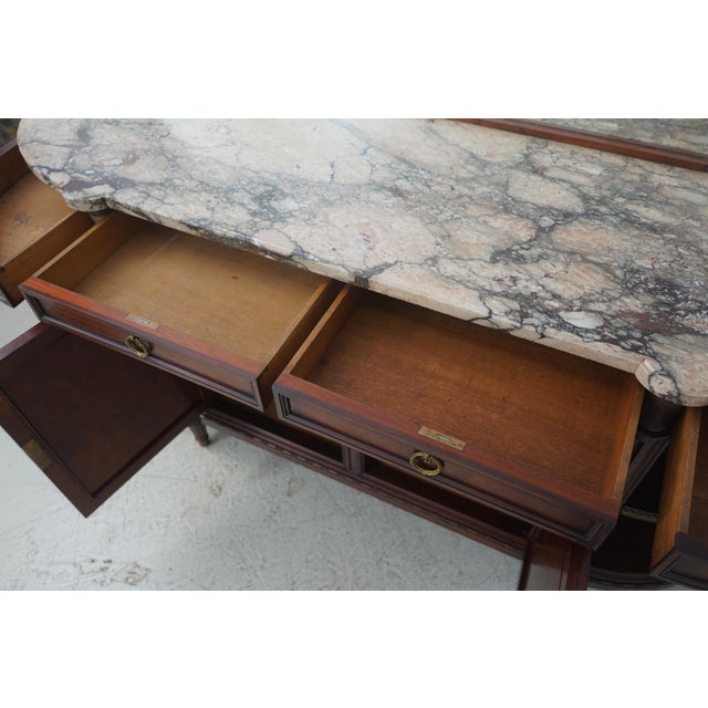 French Antique French Louis XVI Marble Top Inlaid Mahogany Sideboard For Sale - Image 3 of 18