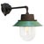 Petrol enamel industrial wall lamp with white interior. Clear glass. Diameter cast iron wall mount: 12 cm, 3 holes to...