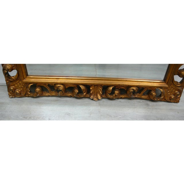 Baroque Large Antique Barock Wooden Frame in Gold Bronze Mirror, 1880s For Sale - Image 3 of 6