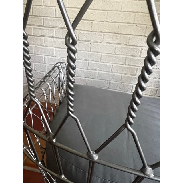 Four Hands Palmer Manten Outdoor Iron Rattan High-Back Wing Chair For Sale - Image 4 of 5