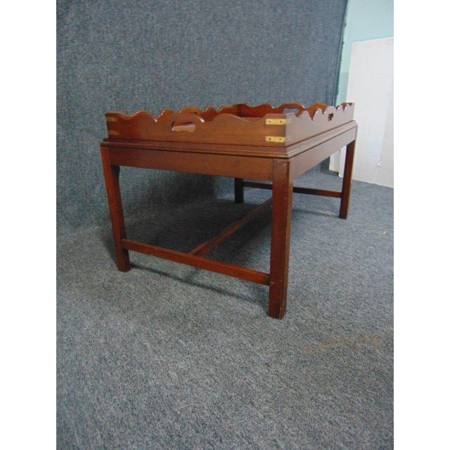 English Chippendale Campaign Style Tray Top Coffee Table For Sale - Image 4 of 7