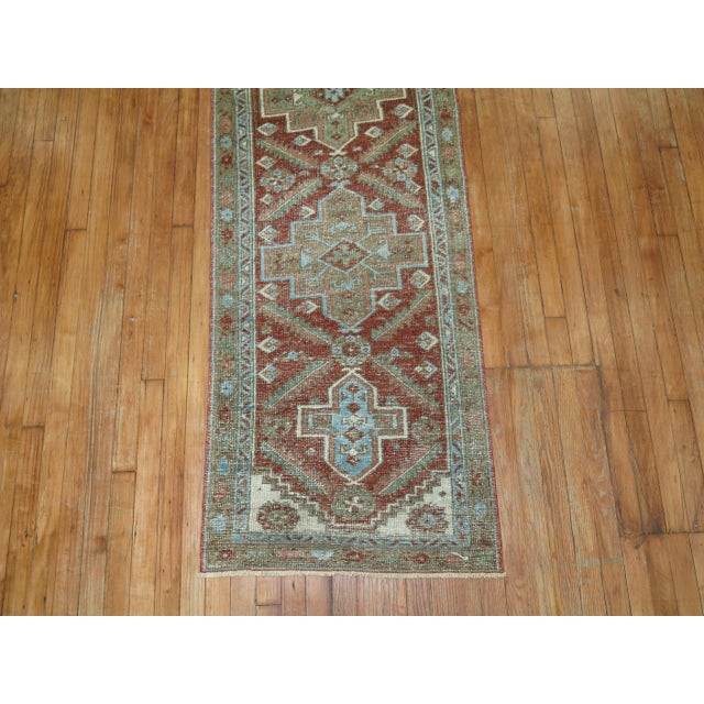 Tribal Early 20th Century Narrow Tribal Rustic Heriz Runner - 2'4" x 10'8" For Sale - Image 3 of 7