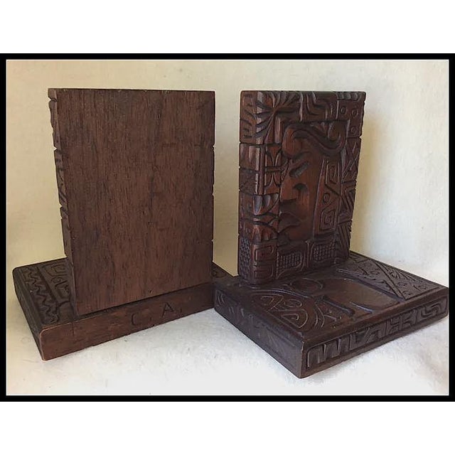 1960s 1960s Mid Century Modern Honduran, Mayan Theme Hand Carved Bookends For Sale - Image 5 of 6