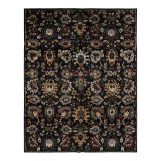 Rug & Kilim’s Modern Karabagh Rug in Black with Multicolor Floral Patterns For Sale