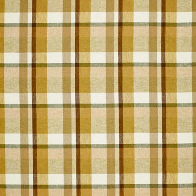 Sample - Schumacher Augusta Linen Plaid Fabric in Sand Dune For Sale