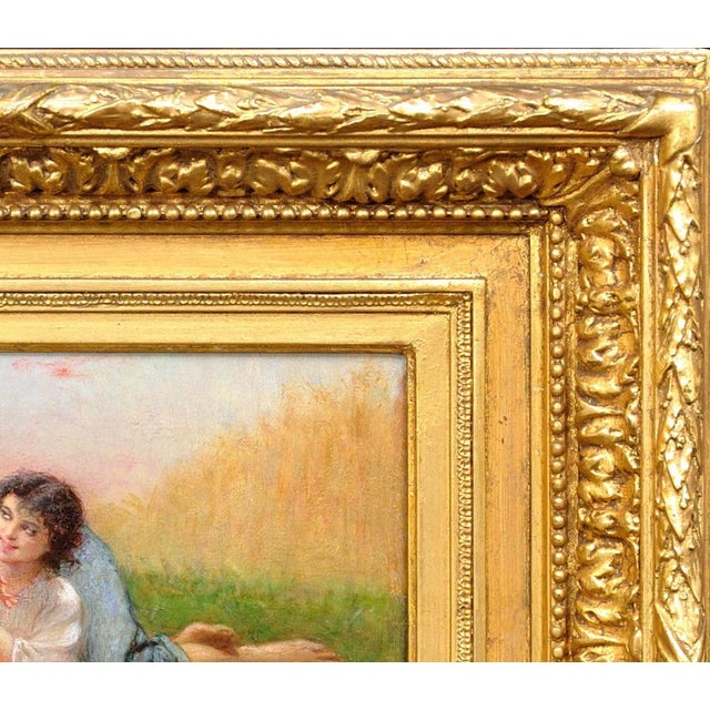 Charles Landelle, I Ask You for a Caress and You Tickle Me, 1860s, Oil Painting, Framed For Sale - Image 5 of 18