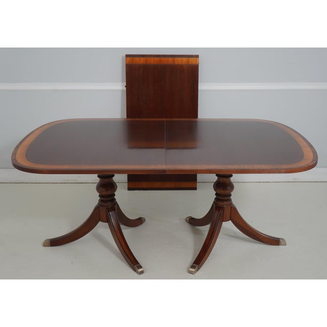 Age: Approx: 25 Years Old Details: Mahogany Brass Capped Feet High Quality Construction Nice Inlay Work Throughout Regency...