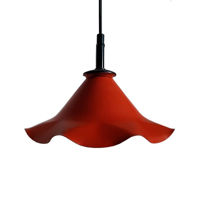 Vintage Metal Pendant Lamp with Wavy Shade For Sale - Image 5 of 5