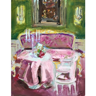 Original Painting of French Interior by Shann Spishak For Sale