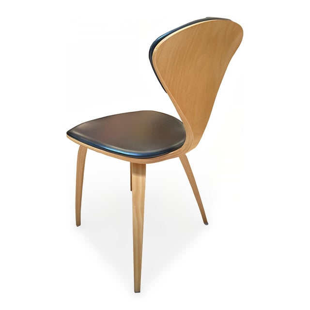 Set of Four Normal Cherner Walnut Dining Chairs With Leather Seats and Backs For Sale - Image 15 of 18