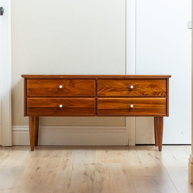 Wood 1961 Solid Walnut Mid-Century Modern Low Chest With 4 Drawers, Attributed For Sale - Image 7 of 13