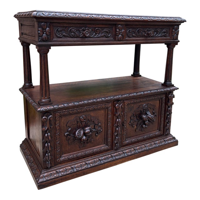 Antique French Server Sideboard Console Sofa Table Cabinet 2-Tier ...