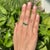 Contemporary 1 Carat Emerald & Diamond Three Stone Cluster Ring Size 9 in 14k Yellow Gold For Sale - Image 3 of 16