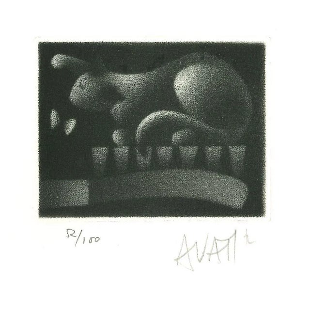 Rabbit - Original Etching on Paper by Mario Avati - 1970s 1970s For Sale