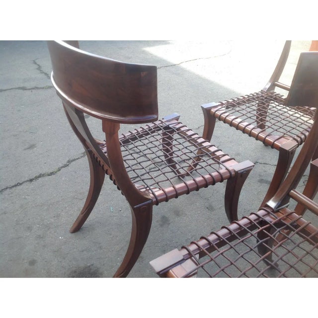 Modern Mid Century Klismos Style Walnut Dining Chairs -Set of 4 For Sale - Image 4 of 6