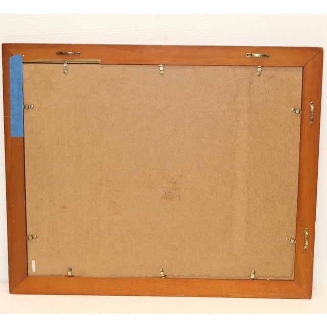 Mid-Century Modern Vintage Wall Mirror | Wood Frame With White Zig Zag For Sale - Image 3 of 7