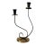 Mid-Century Black Metal and Brass Scrolled Double-Candle Holder For Sale