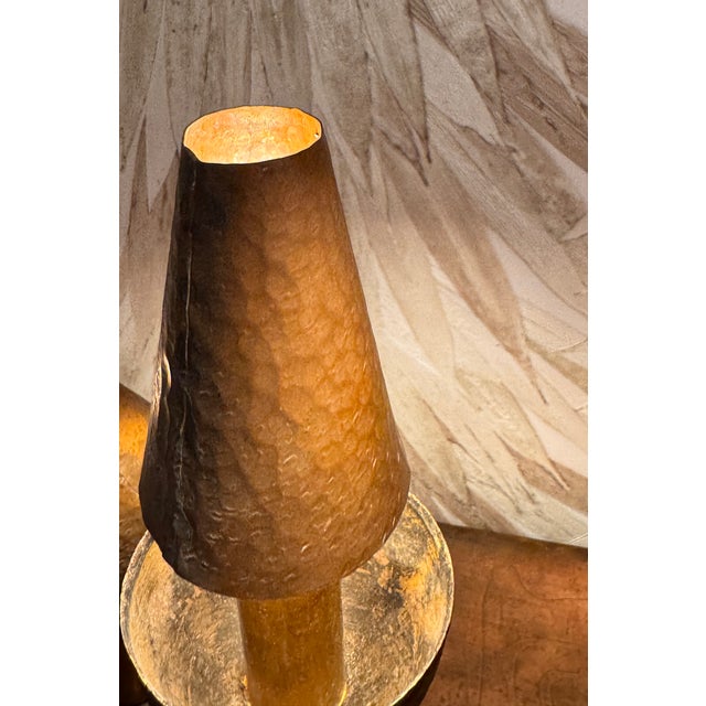 French Wrought Iron Table Lamps with Copper Shades, 1940s, Set of 2, in Very Good conditions. Designed 1920 to 1949 UK...