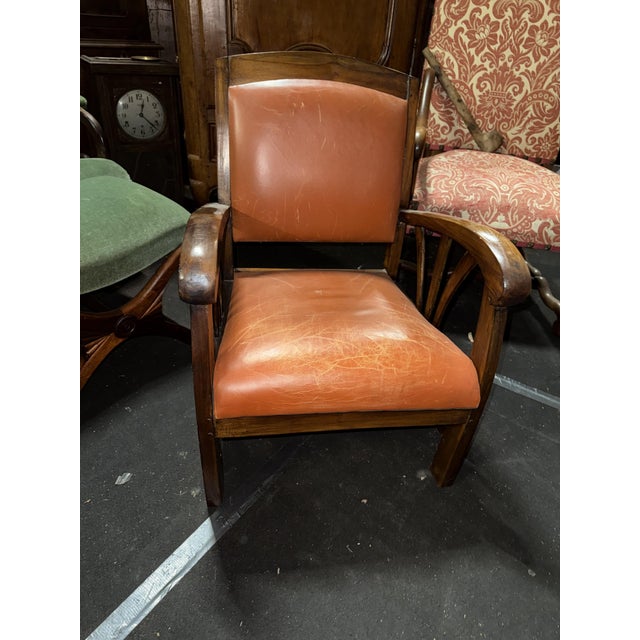 1930s Vintage Bridge Chair in Leather, 1930s For Sale - Image 5 of 8
